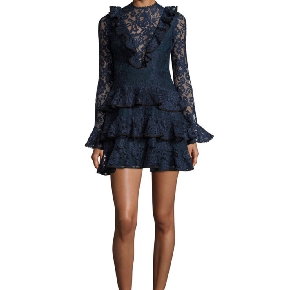Alexis Tracie Navy Blue Lace Ruffle dress